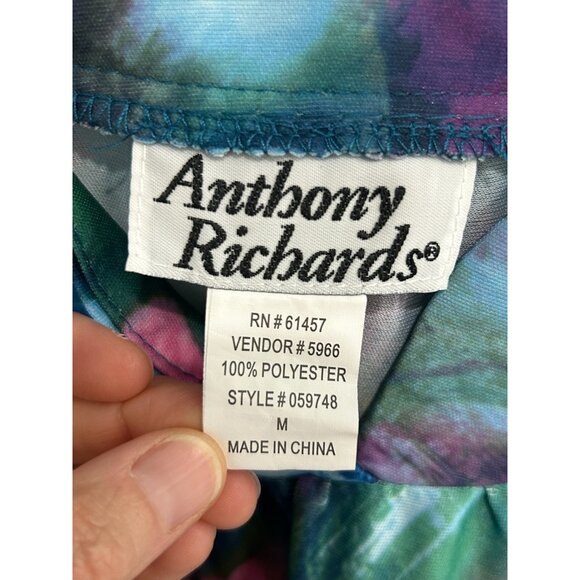 Anthony Richards Floral Multicolor Short Sleeve Dress With Ruffled Collar Sz M - Picture 5 of 10